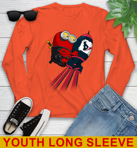 NFL Football Houston Texans Deadpool Minion Marvel Shirt Youth Long Sleeve 3