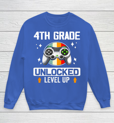 Next Level t shirts 4th Grade Unlocked Level Up Back To School Fourth Grade Gamer Youth Sweatshirt 6