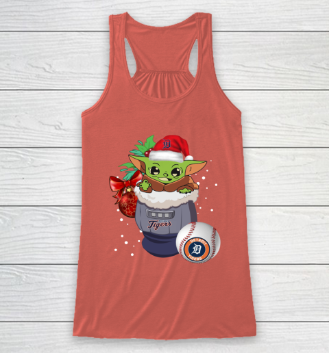 Detroit Tigers Christmas Baby Yoda Star Wars Funny Happy MLB Racerback Tank 4