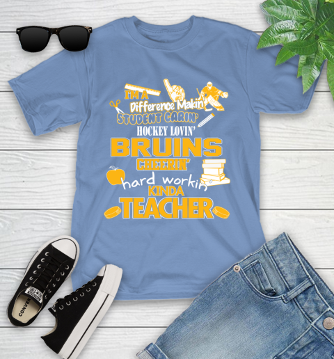 Boston Bruins NHL I'm A Difference Making Student Caring Hockey Loving Kinda Teacher Youth T-Shirt 15