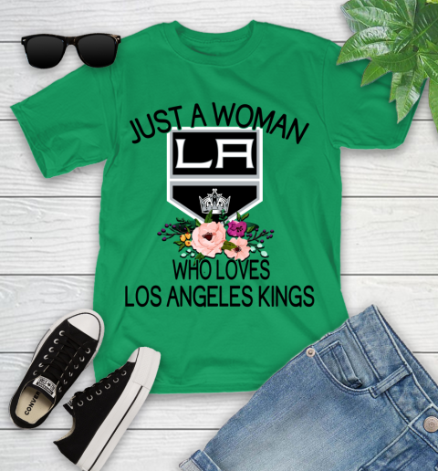 NHL Just A Woman Who Loves Los Angeles Kings Hockey Sports Youth T-Shirt 3