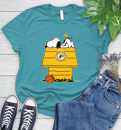 Indiana Pacers NBA Basketball Snoopy Woodstock The Peanuts Movie Women's T-Shirt 12