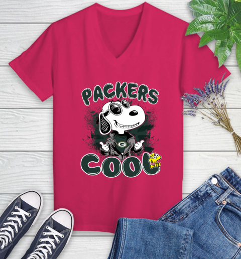 NFL Football Green Bay Packers Cool Snoopy Shirt Women's V-Neck T-Shirt 7