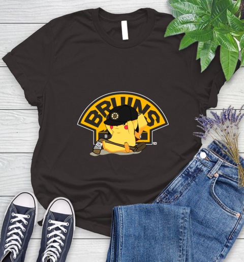 NHL Pikachu Hockey Sports Boston Bruins Women's T-Shirt 8