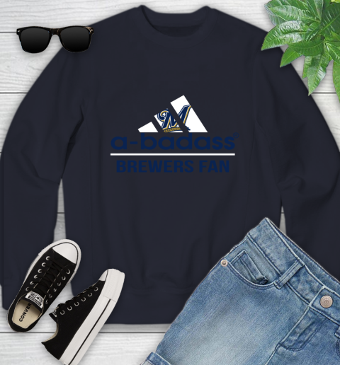 MLB A Badass Milwaukee Brewers Fan Adidas Baseball Sports Youth Sweatshirt Tee For Sports