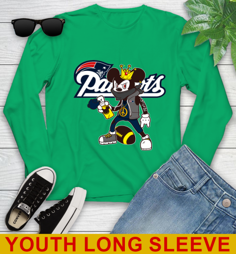 New England Patriots NFL Football Mickey Peace Sign Sports Youth Long Sleeve 7
