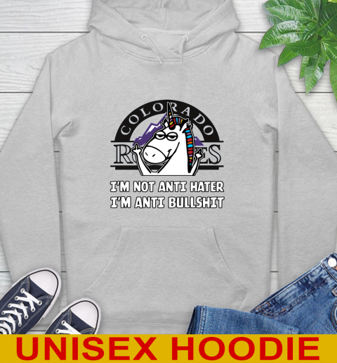 Colorado Rockies MLB Baseball Unicorn I'm Not Anti Hater I'm Anti Bullshit Hoodie 6