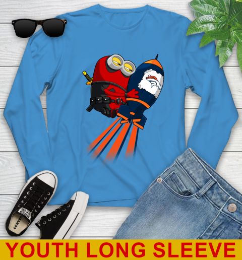NFL Football Denver Broncos Deadpool Minion Marvel Shirt Youth Long Sleeve 8