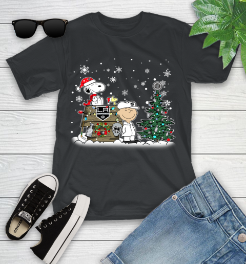 NHL Los Angeles Kings Snoopy Charlie Brown Woodstock Christmas Stanley Cup Hockey Youth T-Shirt