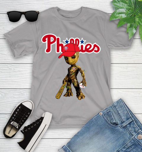 MLB Philadelphia Phillies Groot Guardians Of The Galaxy Baseball Youth T-Shirt 4
