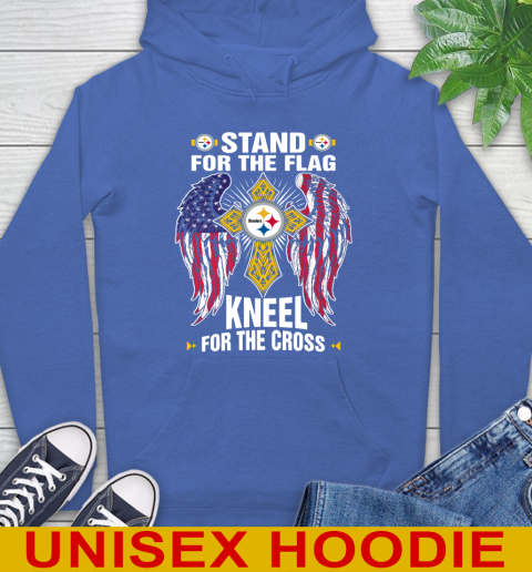 NFL Football Pittsburgh Steelers Stand For Flag Kneel For The Cross Shirt Hoodie 9