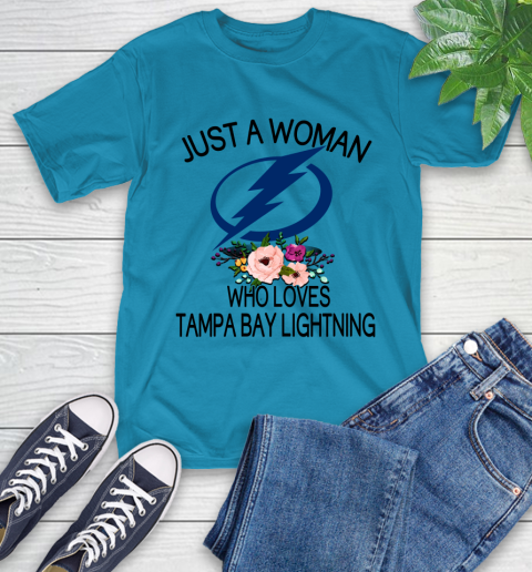 NHL Just A Woman Who Loves Tampa Bay Lightning Hockey Sports T-Shirt 7