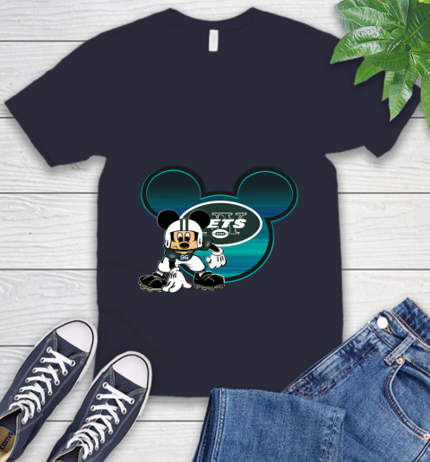 NFL New York Jets Mickey Mouse Disney Football T Shirt V-Neck T-Shirt 3