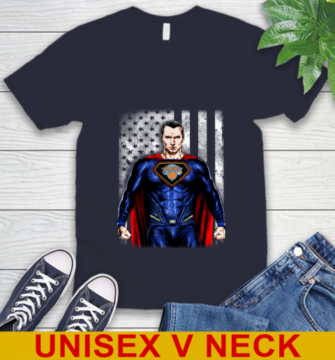 NBA Basketball New York Knicks Superman DC Shirt V-Neck T-Shirt 2