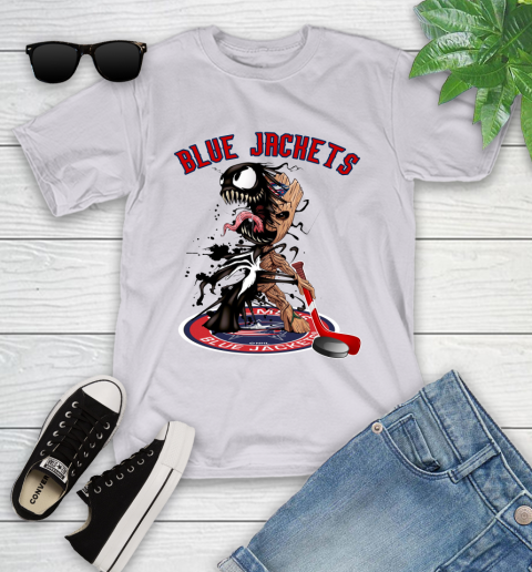NHL Columbus Blue Jackets Hockey Venom Groot Guardians Of The Galaxy Youth T-Shirt 4