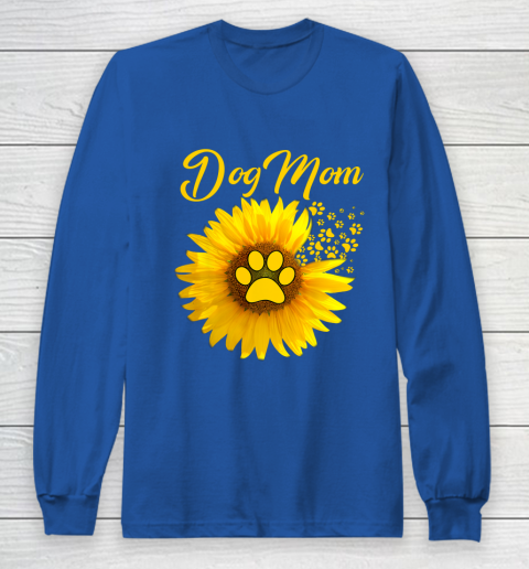 Dog Mom Shirt Amazing Dog Mom Sunflower Dog Paw Long Sleeve T Shirt Tee For Sports