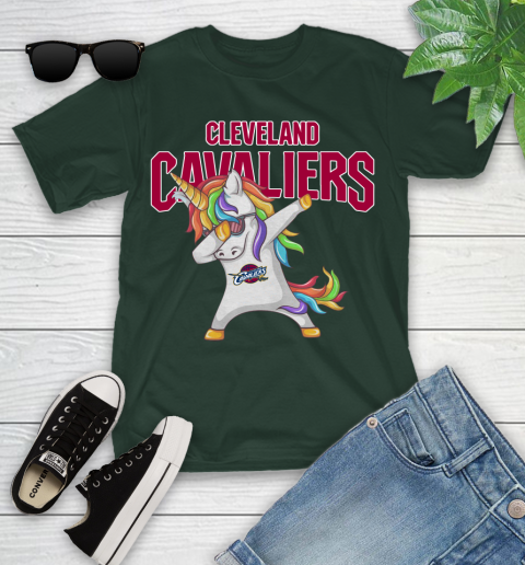 Cleveland Cavaliers NBA Basketball Funny Unicorn Dabbing Sports Youth T-Shirt 5