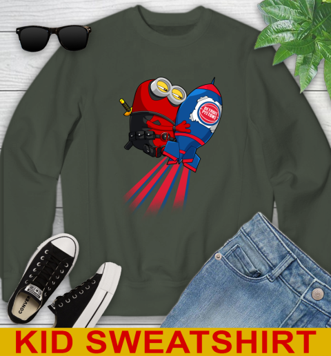 NBA Basketball Detroit Pistons Deadpool Minion Marvel Shirt Youth Sweatshirt 8