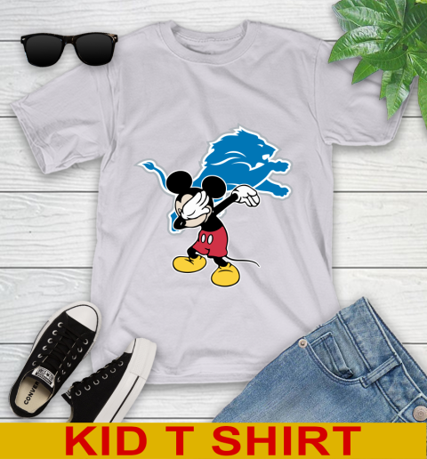 Detroit Lions NFL Football Dabbing Mickey Disney Sports Youth T-Shirt 5