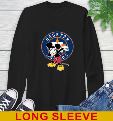 Houston Astros MLB Baseball Dabbing Mickey Disney Sports Long Sleeve T-Shirt 2