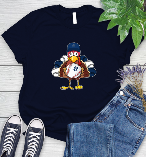 Detroit Tigers Turkey thanksgiving Women's T-Shirt 3