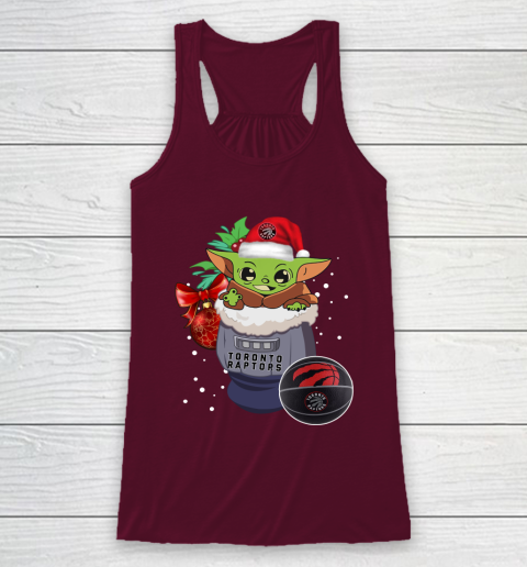 Toronto Raptors Christmas Baby Yoda Star Wars Funny Happy NBA Racerback Tank 3