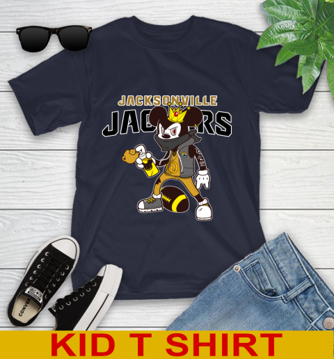 Jacksonville Jaguars NFL Football Mickey Peace Sign Sports Youth T-Shirt 3