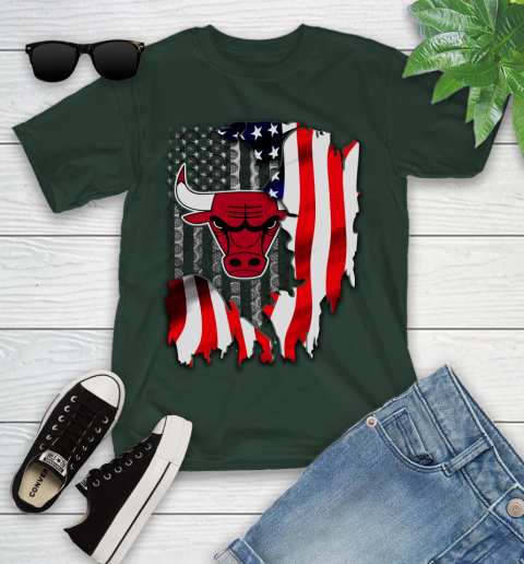 Chicago Bulls NBA Basketball American Flag Youth T-Shirt 5