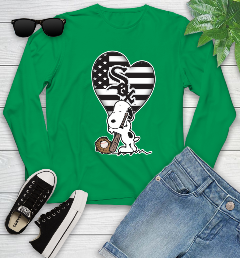 Chicago White Sox MLB Baseball The Peanuts Movie Adorable Snoopy Youth Long Sleeve 6