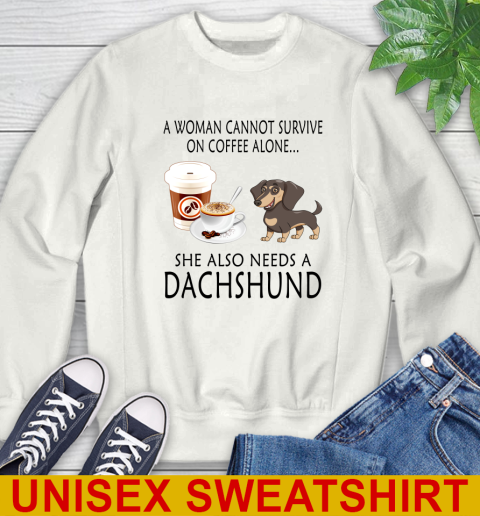 Women cannot survive on coffee alone she also need a DACHSHUND tshirt 25