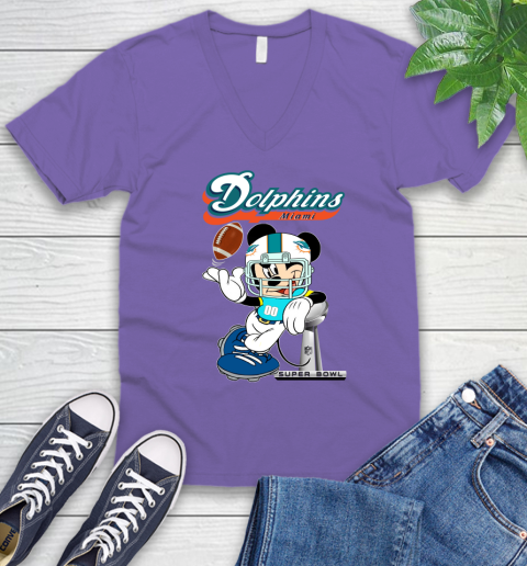 NFL Miami Dolphins Mickey Mouse Disney Super Bowl Football T Shirt V-Neck T-Shirt 10