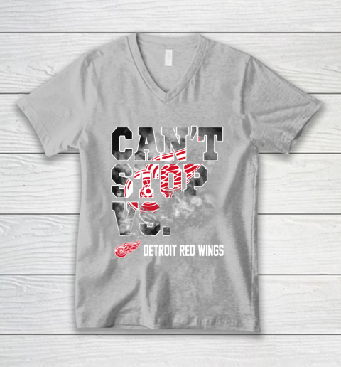 NHL Detroit Red Wings Hockey Can't Stop Vs V-Neck T-Shirt 3