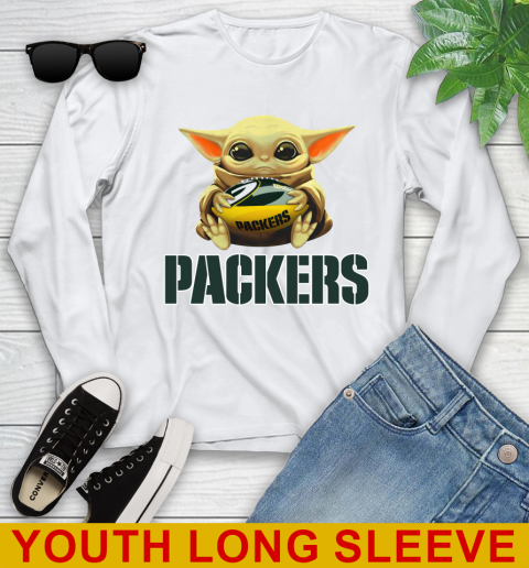 NFL Football Green Bay Packers Baby Yoda Star Wars Shirt Youth Long Sleeve
