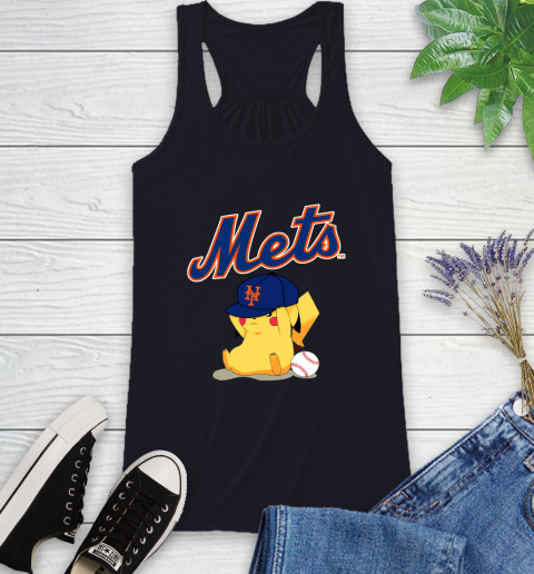 MLB Pikachu Baseball Sports New York Mets Racerback Tank 10