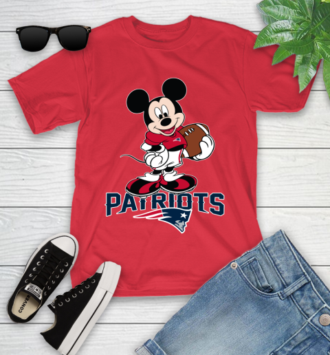 NFL Football New England Patriots Cheerful Mickey Mouse Shirt Youth T-Shirt 10