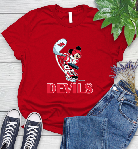 NHL Hockey New Jersey Devils Cheerful Mickey Mouse Shirt Women's T-Shirt 12 NHL Hockey New Jersey Devils Cheerful Mickey Mouse Shirt Women's T-Shirt - Image 12