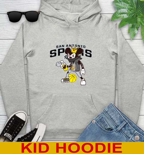 San Antonio Spurs NBA Basketball Mickey Peace Sign Sports Youth Hoodie