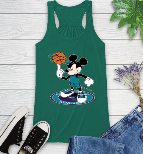 NBA Basketball Charlotte Hornets Cheerful Mickey Disney Shirt Racerback Tank 7