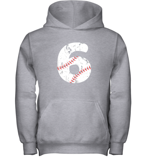 yvqq number 6 baseball vintage distressed team youth hoodie 43 front sport grey