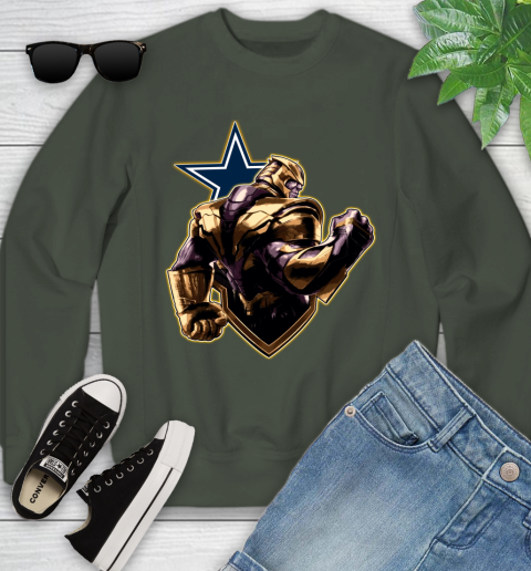 NFL Thanos Avengers Endgame Football Sports Dallas Cowboys Youth Sweatshirt 10
