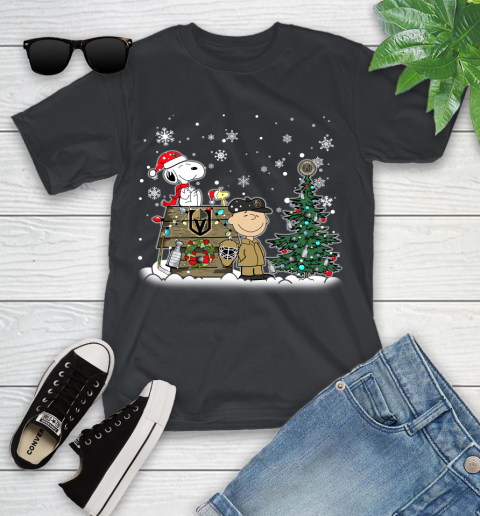 NHL Vegas Golden Knights Snoopy Charlie Brown Woodstock Christmas Stanley Cup Hockey Youth T-Shirt