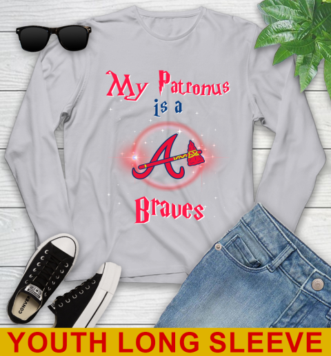MLB Baseball Harry Potter My Patronus Is A Atlanta Braves Youth Long Sleeve 5