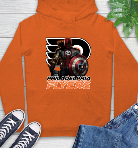 NHL Captain America Thor Spider Man Hawkeye Avengers Endgame Hockey Philadelphia Flyers Hoodie 5