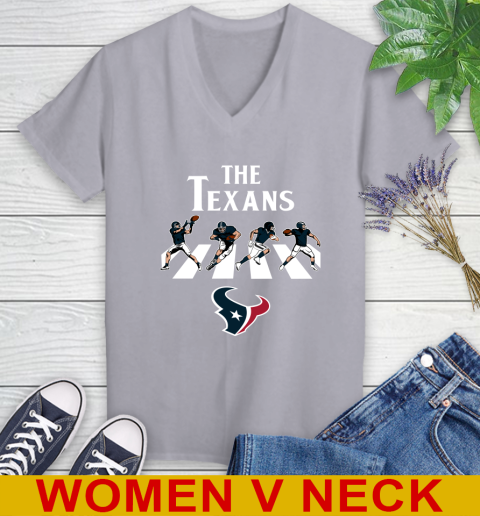 NFL Football Houston Texans The Beatles Rock Band Shirt Women's V-Neck T-Shirt 4