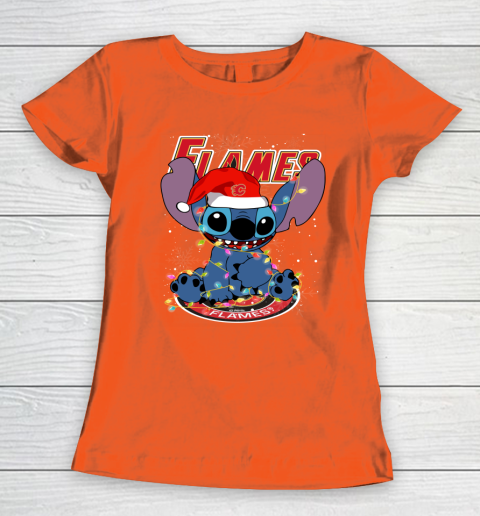 Calgary Flames NHL Hockey noel stitch Christmas Women's T-Shirt 3 Calgary Flames NHL Hockey noel stitch Christmas Women's T-Shirt - Image 3