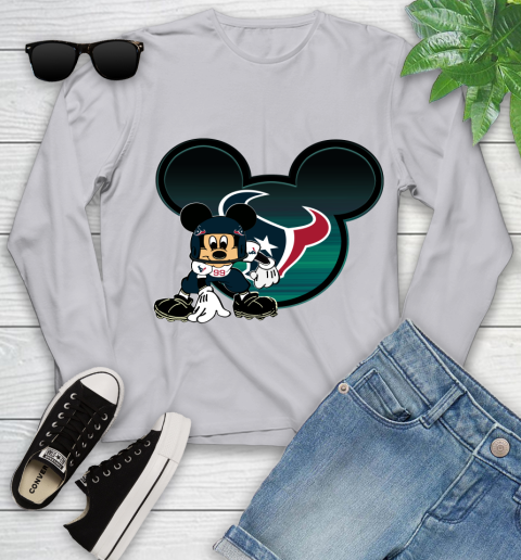 NFL Houston Texans Mickey Mouse Disney Football T Shirt Youth Long Sleeve 5