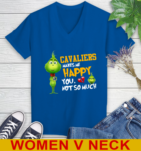 NBA Dallas Mavericks Makes Me Happy You Not So Much Grinch Basketball Sports Women's V-Neck T-Shirt 9