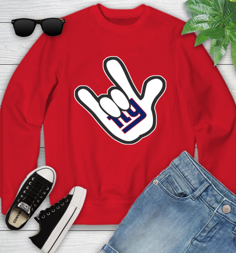 New York Giants NFL Football Mickey Rock Hand Disney Youth Sweatshirt 9