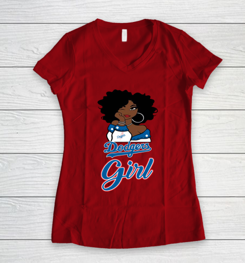 Los Angeles Dodgerss Girl MLB Women's V-Neck T-Shirt 10