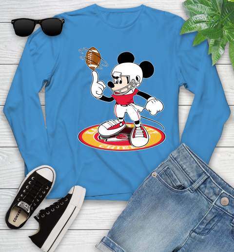 NFL Football Kansas City Chiefs Cheerful Mickey Disney Shirt Youth Long Sleeve 7